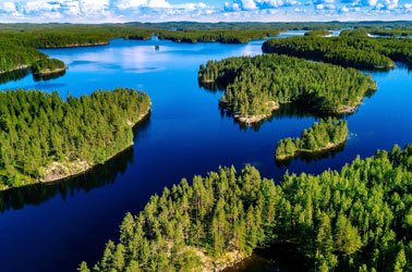 natuur met meren en wouden in finland